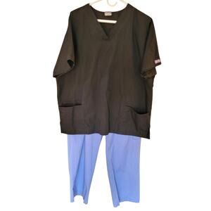 Womens Cherokee Scrubs Top 4700 Black XL Wonderwink Pants 5701 Ceil Blue L